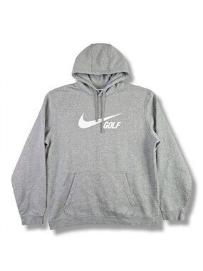 Mens Nike Golf Gray Logo Pullover Hoodie Sweatshirt Cotton Blend Size XL